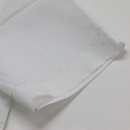 24春夏 スラブ ポプリン シャツ / ブラウス 半袖 丸襟 レース 刺繍 コットン リネン