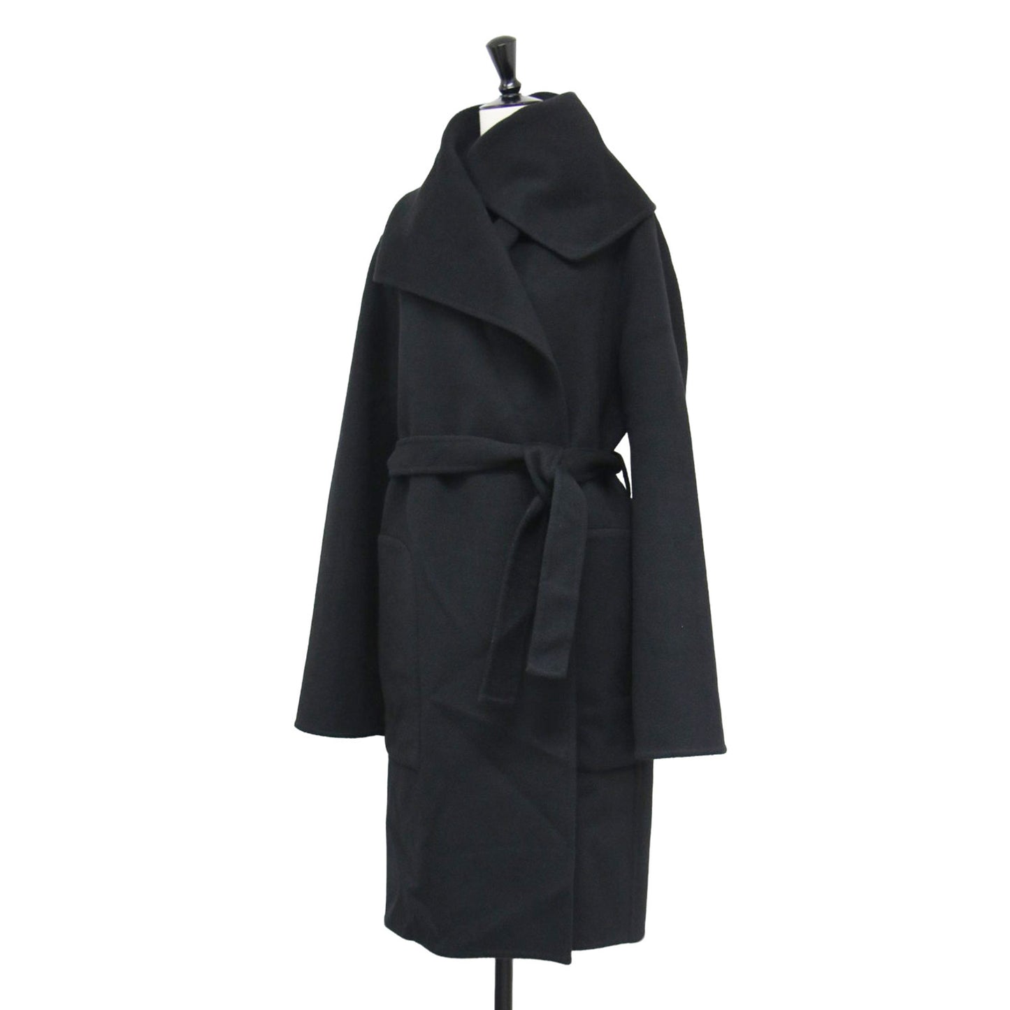 カシミヤ ダブルフェイス ベルテッド コート / ガウン ロング ベルト付き ビッグカラー