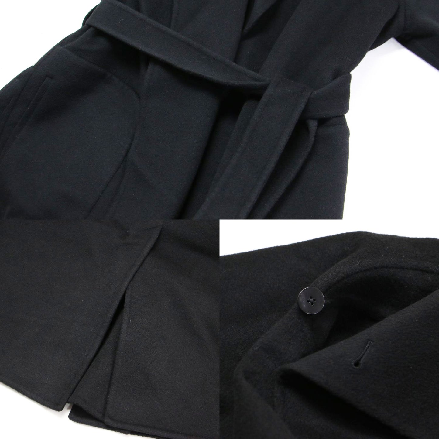 カシミヤ ダブルフェイス ベルテッド コート / ガウン ロング ベルト付き ビッグカラー