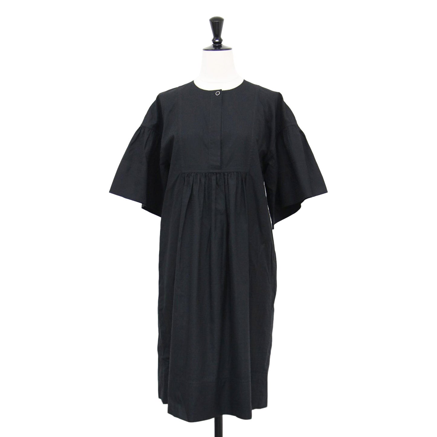 25春夏 ボヘミアン ショート ドレス ガーゼモザイク / ワンピース ミディ丈 半袖 ギャザー コットン