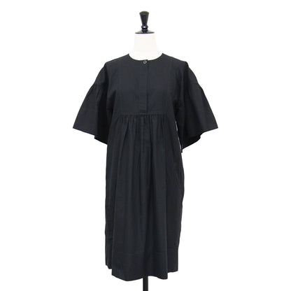 25春夏 ボヘミアン ショート ドレス ガーゼモザイク / ワンピース ミディ丈 半袖 ギャザー コットン