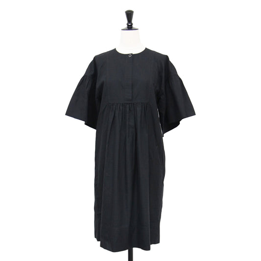 25春夏 ボヘミアン ショート ドレス ガーゼモザイク / ワンピース ミディ丈 半袖 ギャザー コットン