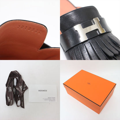 アルマ フリンジ サンダル / ALMA ミュール オープントゥ キャンキーヒール Hロゴ レザー