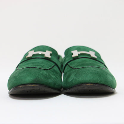 モカシン パリ スエード ローファー / シューズ スリッポン フラット Hロゴ レザー