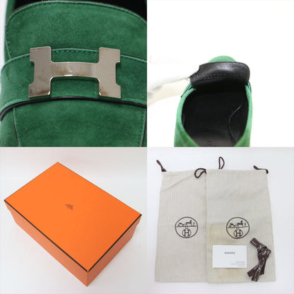 モカシン パリ スエード ローファー / シューズ スリッポン フラット Hロゴ レザー