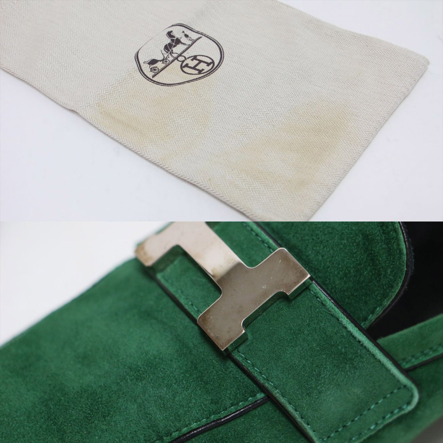 モカシン パリ スエード ローファー / シューズ スリッポン フラット Hロゴ レザー