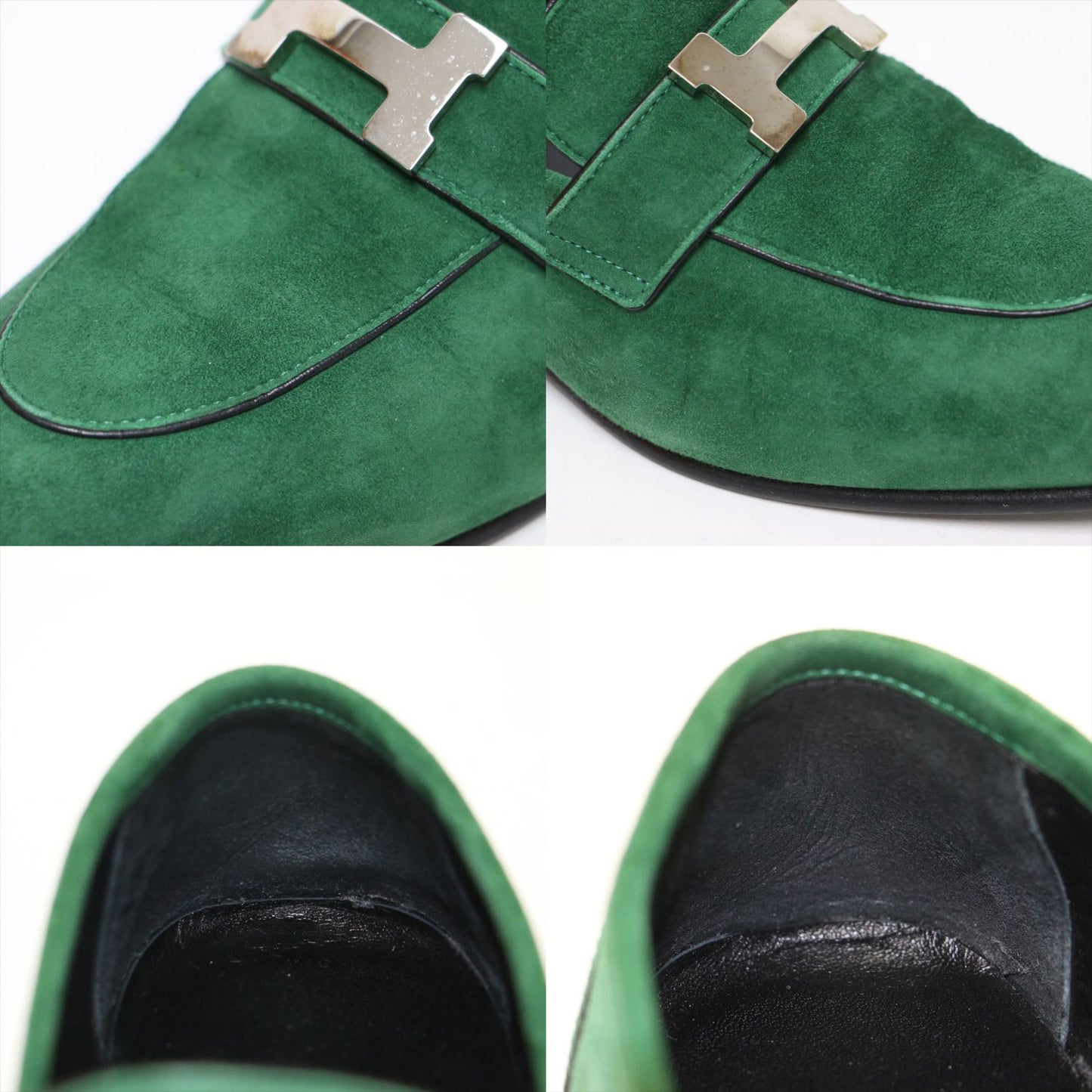 モカシン パリ スエード ローファー / シューズ スリッポン フラット Hロゴ レザー