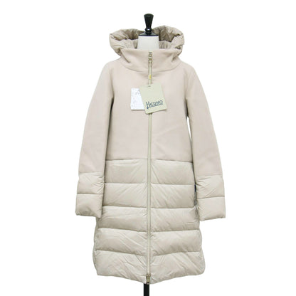 22秋冬 ウール ナイロン コンビ Aライン ダウン コート / ロング丈 スタンドカラー フード付き 切替