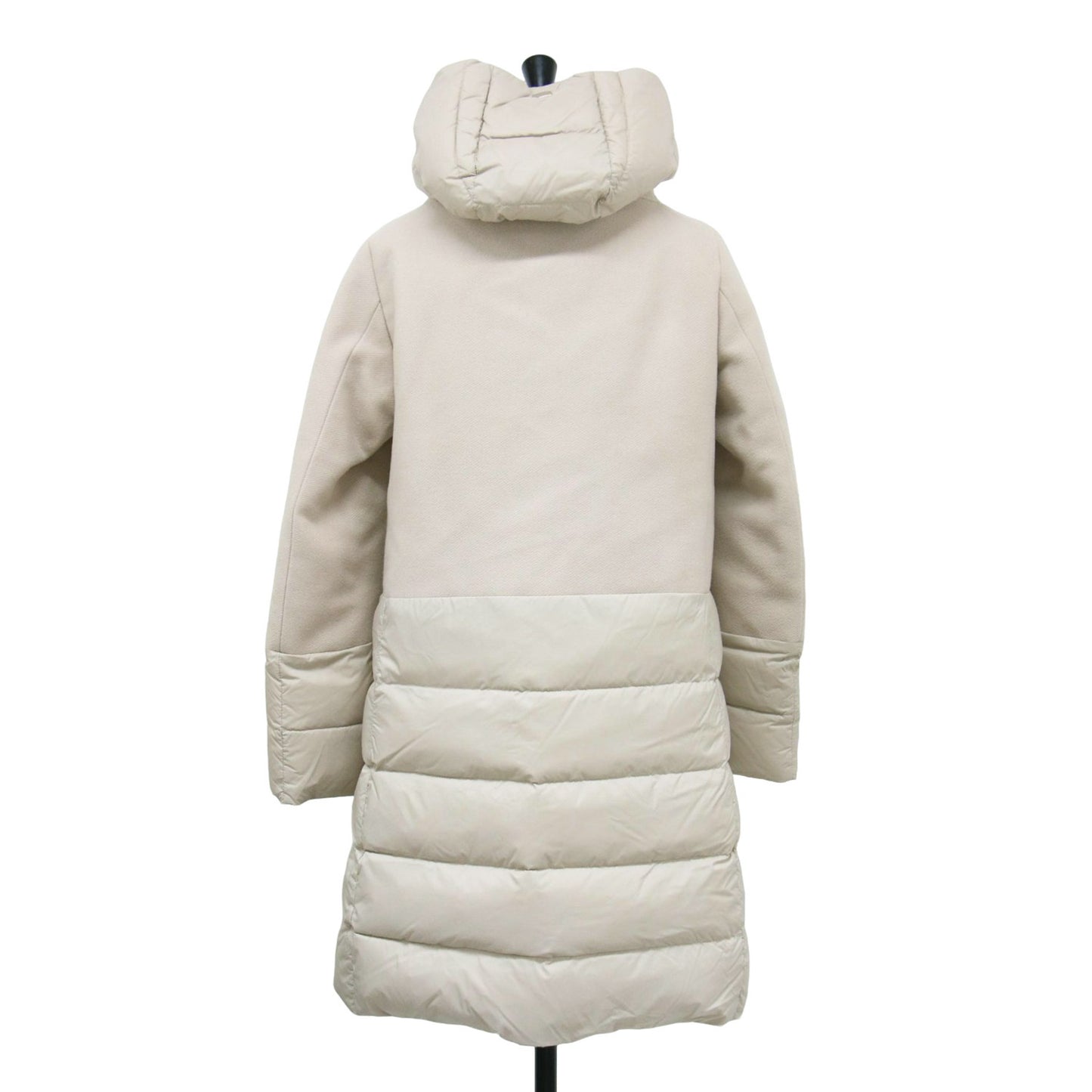 22秋冬 ウール ナイロン コンビ Aライン ダウン コート / ロング丈 スタンドカラー フード付き 切替