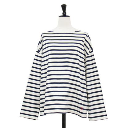 ボーダー ロングスリーブ Tシャツ / カットソー プルオーバー ボートネック 長袖 コットン