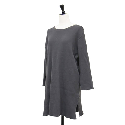 サーマル スリーブカット トップス / Tシャツ ロング丈 長袖 クルーネック ワッフル生地 コットン