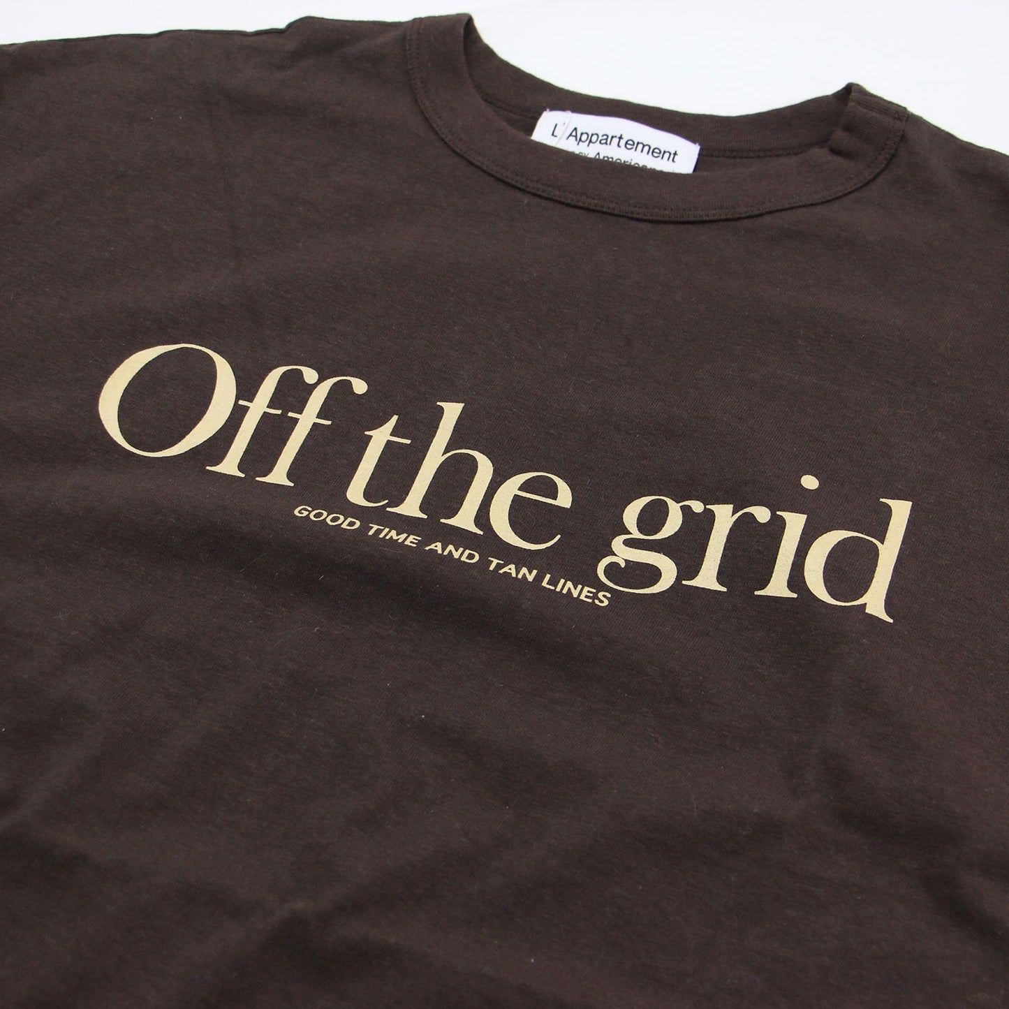 × LAppartement 別注 25春夏 ロゴ プリント フレンチスリーブ Tシャツ / Off the grid T-shirt カットソー クルーネック コットン