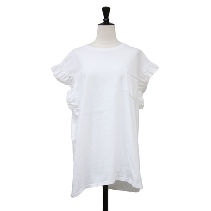 24春夏 フリルスリーブ Tシャツ / カットソー ノースリーブ ポケット コットン