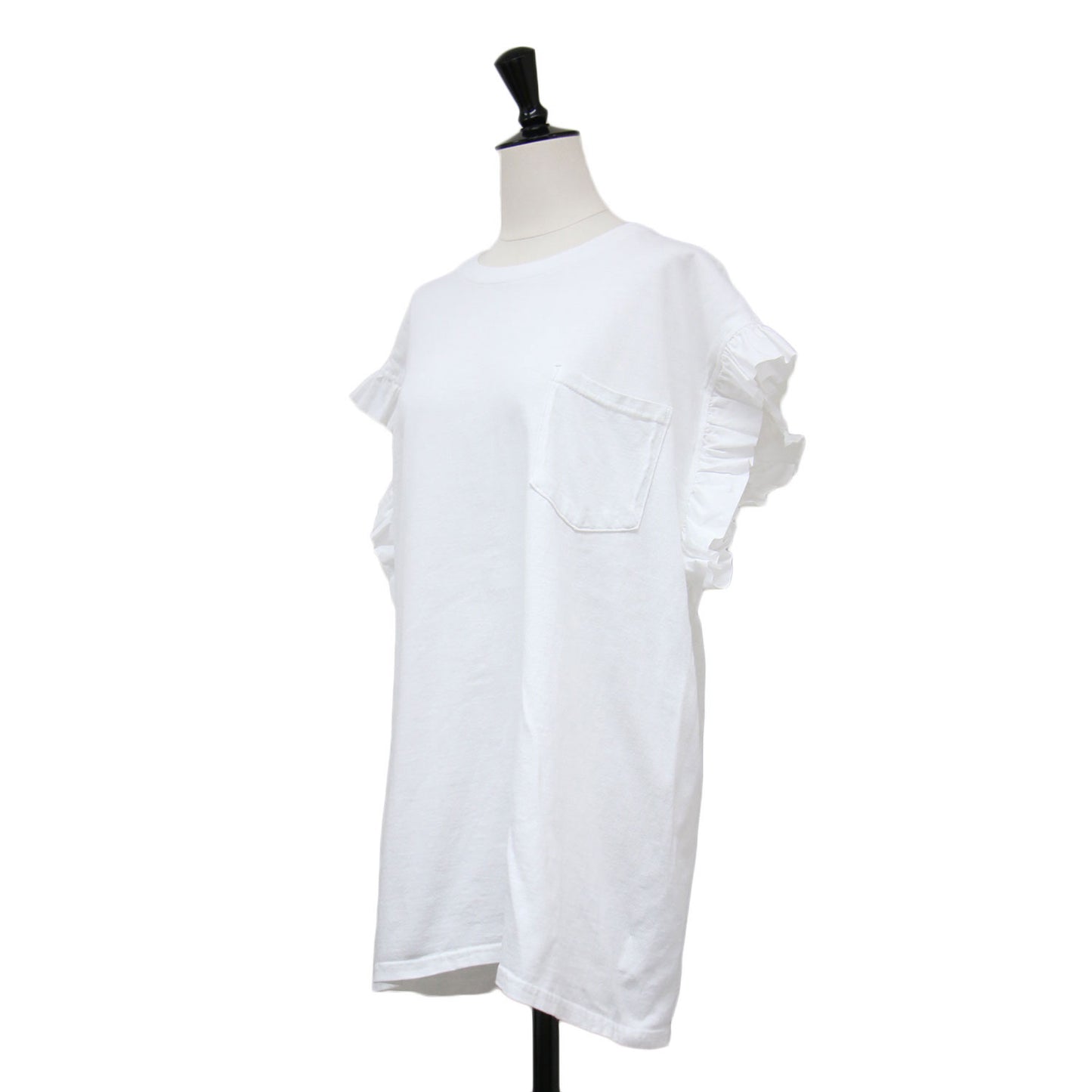 24春夏 フリルスリーブ Tシャツ / カットソー ノースリーブ ポケット コットン
