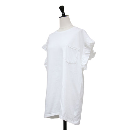 24春夏 フリルスリーブ Tシャツ / カットソー ノースリーブ ポケット コットン