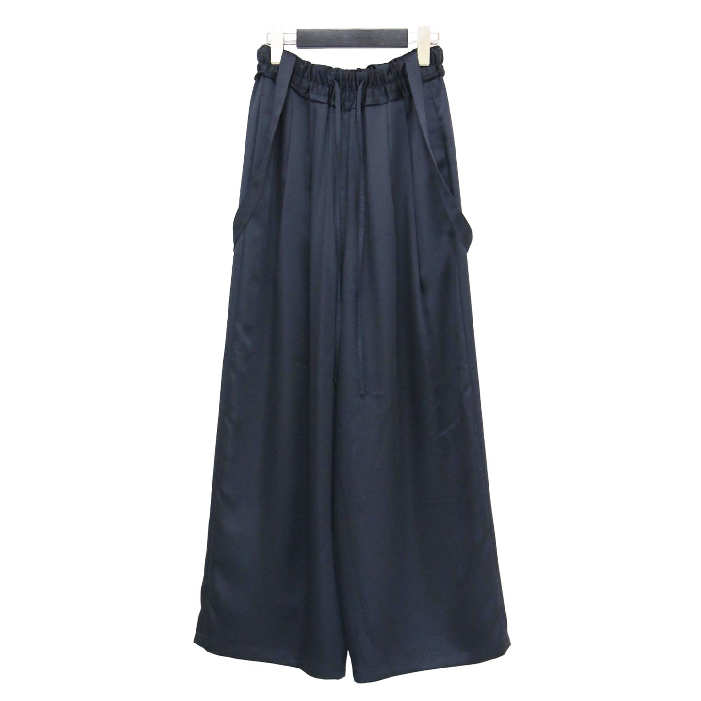 22春夏 セミマットサテン ギャザー リラックス ワイド トラウザー / イージーパンツ ウエストゴム