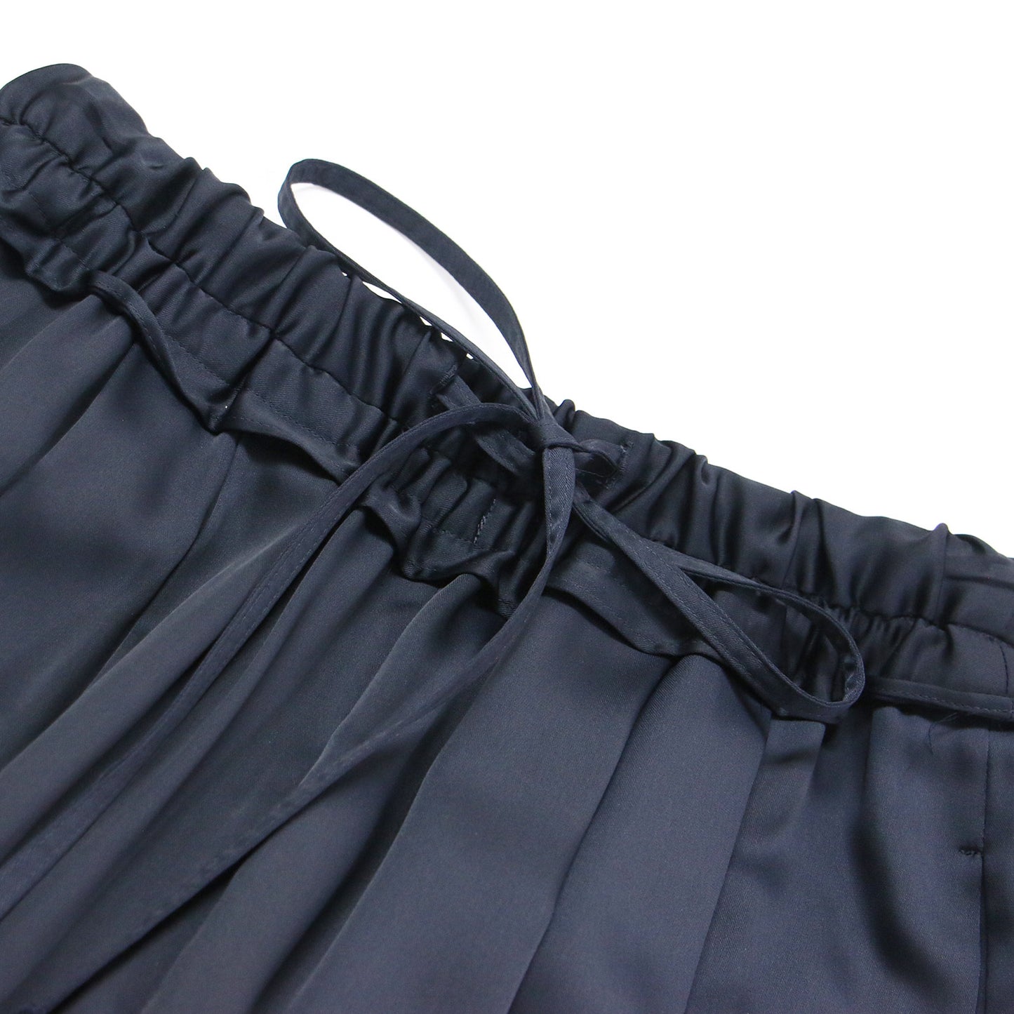 22春夏 セミマットサテン ギャザー リラックス ワイド トラウザー / イージーパンツ ウエストゴム