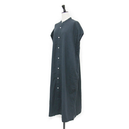 25春夏 スリーブレス ドレス / SLEEVELESS DRESS ワンピース ノースリーブ バンドカラー ワイド ストレートシルエット スリット リネン コットン