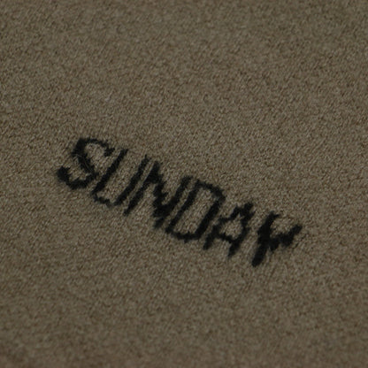 25秋冬 ロゴ ジャガード ハーフスリーブ ニット / プルオーバー 半袖 クルーネック ウール