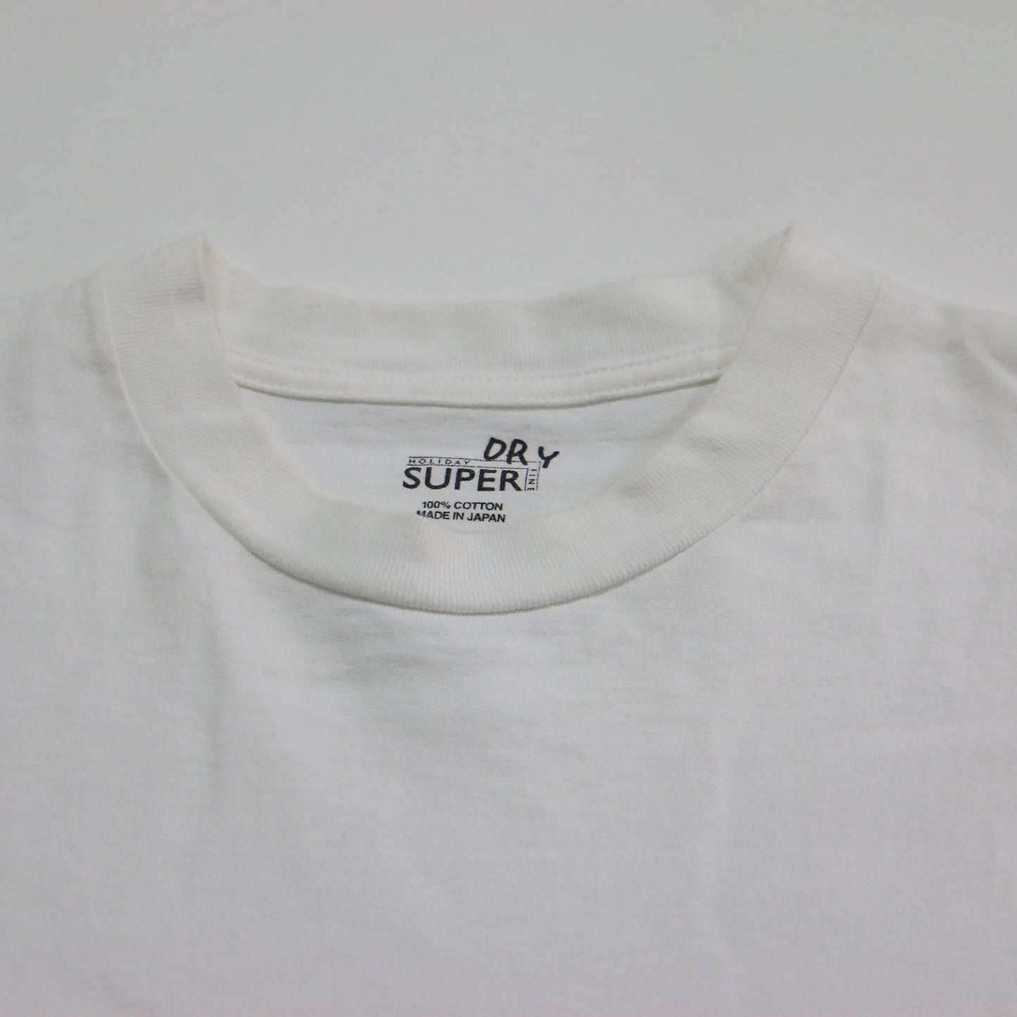 スーパーファイン ドライ ミニ ドレス / Tシャツ チュニック丈 長袖 クルーネック ロゴテープ コットン