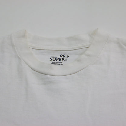 スーパーファイン ドライ ミニ ドレス / Tシャツ チュニック丈 長袖 クルーネック ロゴテープ コットン