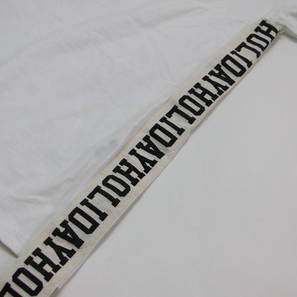 スーパーファイン ドライ ミニ ドレス / Tシャツ チュニック丈 長袖 クルーネック ロゴテープ コットン