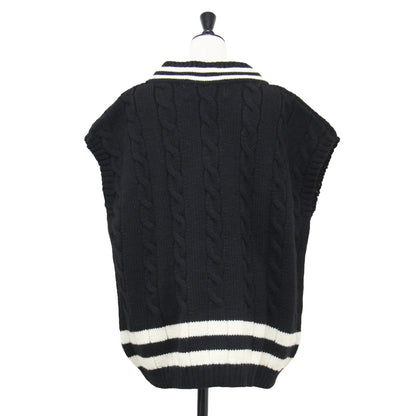 × Spick&Span 別注 21秋冬 クリケット ケーブル ニット ベスト / プルオーバー Vネック オーバーサイズ ウール