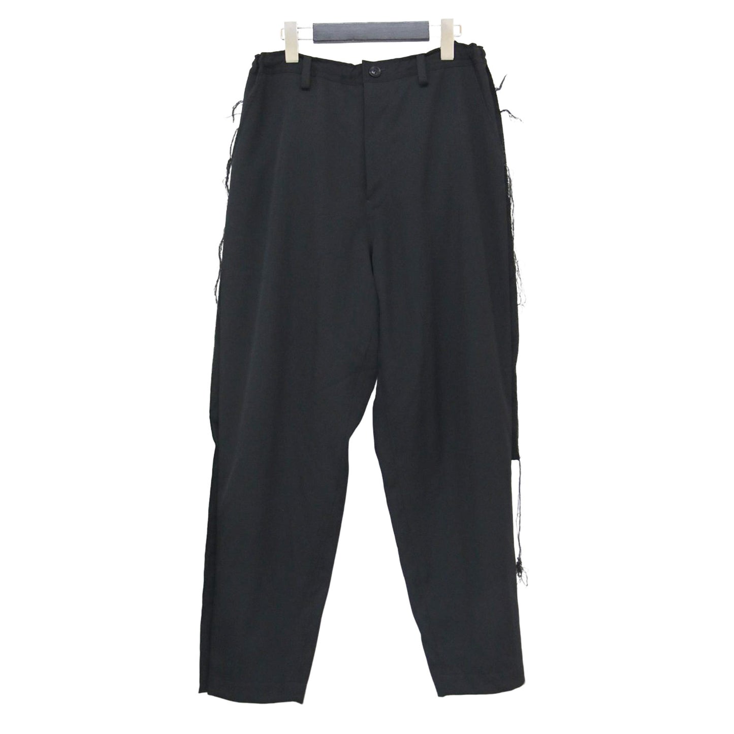 24春夏 Ys ウール ギャバジン サイドパーツ付き パンツ / WOOL GABARDINE SIDE DETAIL PANTS テーパード ウエストゴム カットオフ