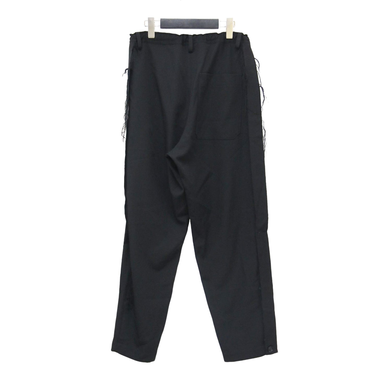 24春夏 Ys ウール ギャバジン サイドパーツ付き パンツ / WOOL GABARDINE SIDE DETAIL PANTS テーパード ウエストゴム カットオフ