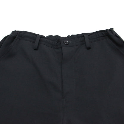 24春夏 Ys ウール ギャバジン サイドパーツ付き パンツ / WOOL GABARDINE SIDE DETAIL PANTS テーパード ウエストゴム カットオフ