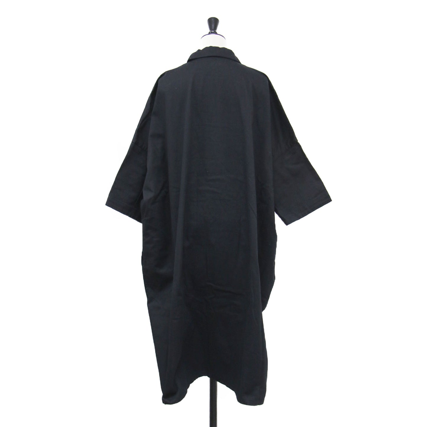 BORN PRODUCT 24秋冬 コットン ツイル ハーフスリーブ シャツワンピース / COTTON TWILL HALF SLEEVE SHIRT DRESS ミディ丈 半袖