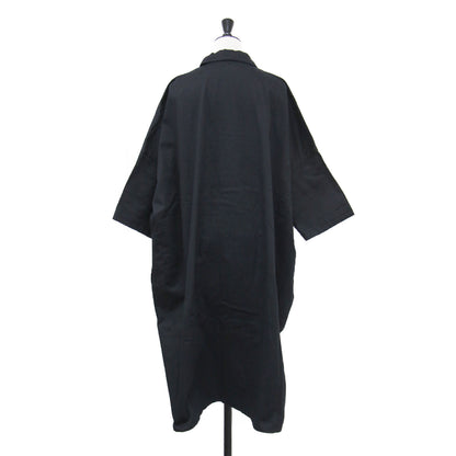 BORN PRODUCT 24秋冬 コットン ツイル ハーフスリーブ シャツワンピース / COTTON TWILL HALF SLEEVE SHIRT DRESS ミディ丈 半袖