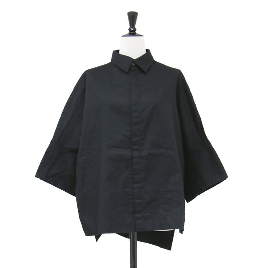 Y's BORN PRODUCT 24秋冬 コットン ツイル ワイド カフス シャツ / 半袖 レギュラーカラー オーバーサイズ