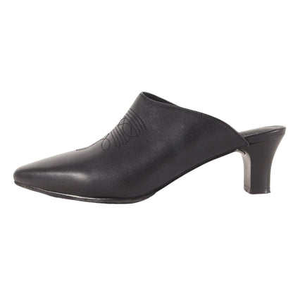 24秋冬 ウエスタン ミュール / サンダル ポインテッドトゥ ステッチ レザー