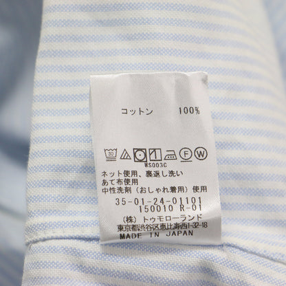 22秋冬 ストライプ オックス スリムフィット シャツ / ブラウス 長袖 バンドカラー コットン