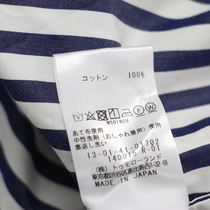 24春夏 ボールドストライプ リボン ブラウス / シャツ 長袖 ボウタイ コットン