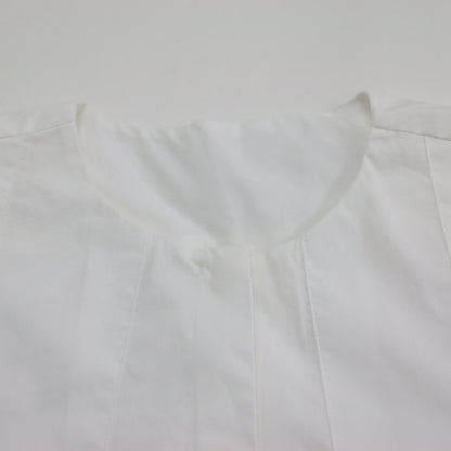 23春夏 ストレッチ ライトタフタ タック ブラウス / シャツ 長袖 ノーカラー クルーネック コットン