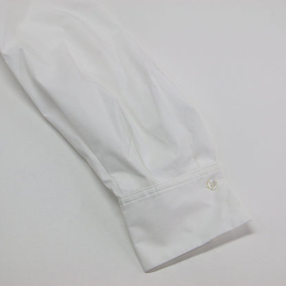 23春夏 ストレッチ ライトタフタ タック ブラウス / シャツ 長袖 ノーカラー クルーネック コットン
