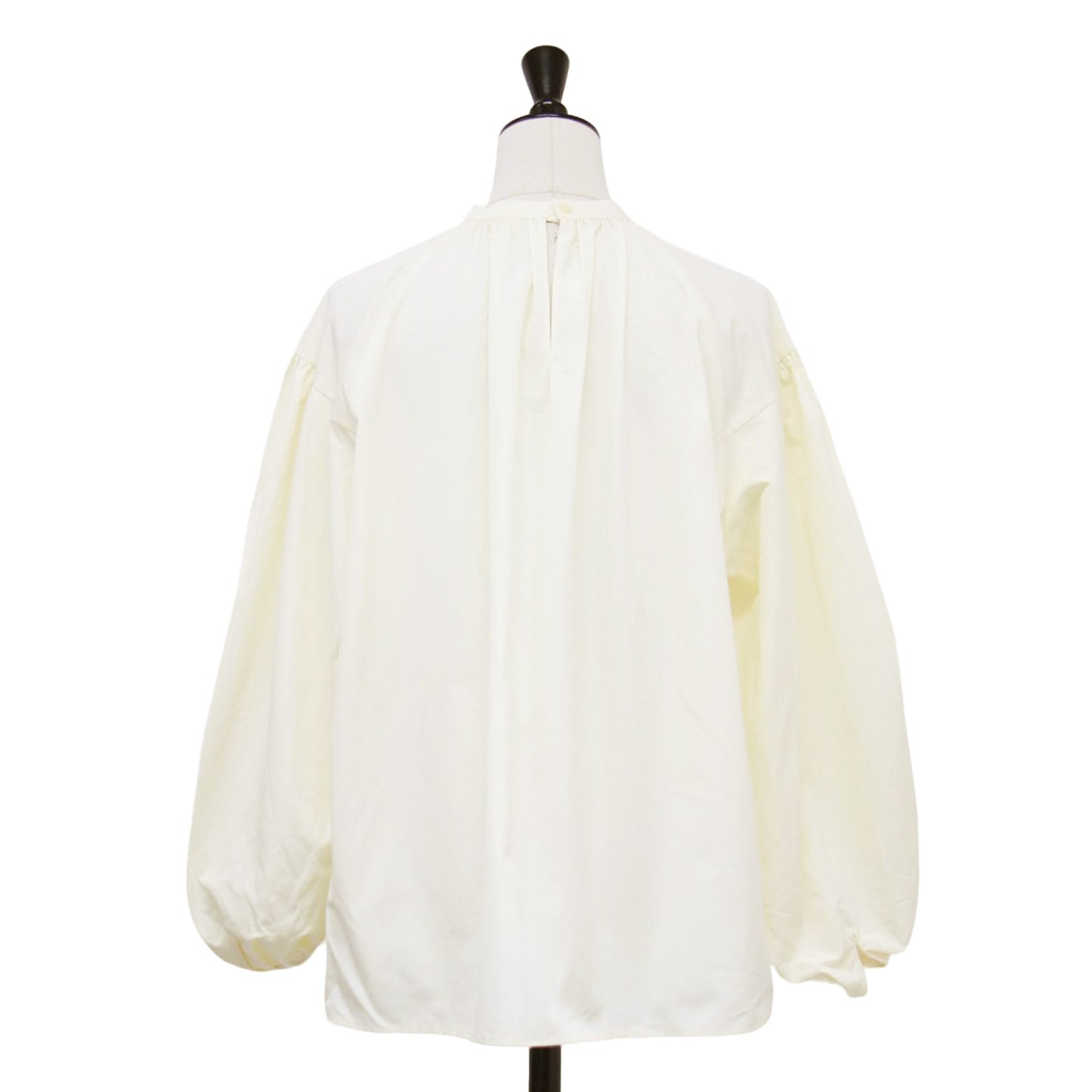 23秋冬 ポリステル コットン タフタ ギャザー ブラウス / シャツ プルオーバー 長袖 スタンドカラー