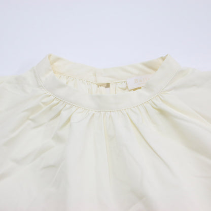 23秋冬 ポリステル コットン タフタ ギャザー ブラウス / シャツ プルオーバー 長袖 スタンドカラー