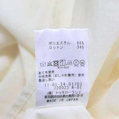 23秋冬 ポリステル コットン タフタ ギャザー ブラウス / シャツ プルオーバー 長袖 スタンドカラー