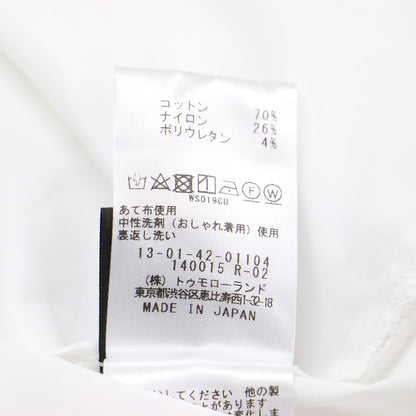 ストレッチブロード パフスリーブブラウス / シャツ 半袖 バンドカラー ボリュームスリーブ コットン