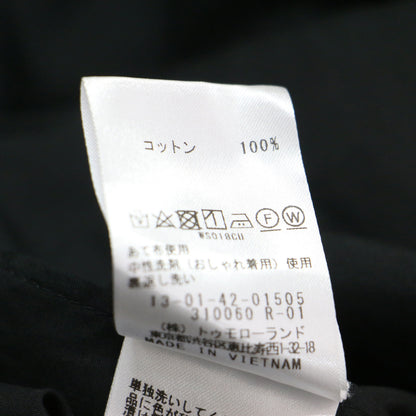 24春夏 コンパクトブロード プリーツライン ブラウス / シャツ 半袖 スタンドカラー コットン
