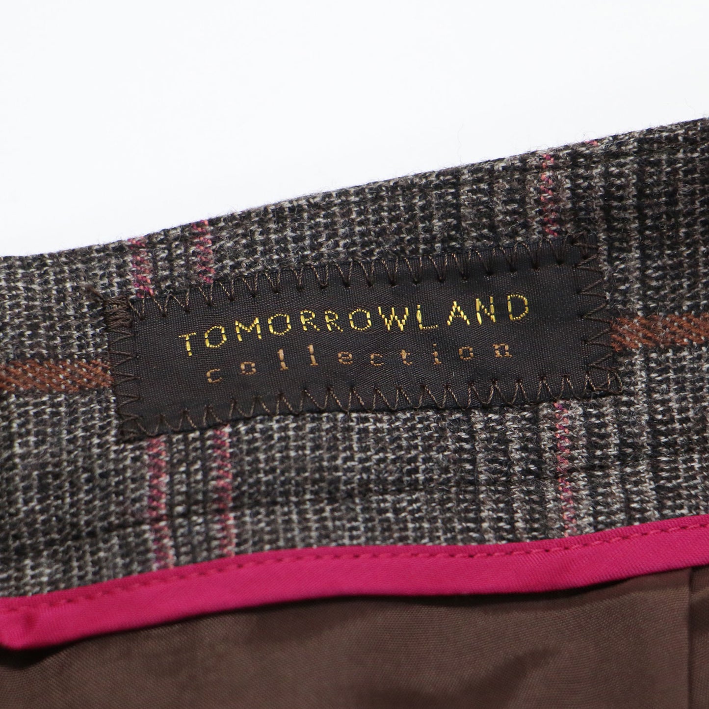 22秋冬 ブラウニープレイド テーパード パンツ / スラックス スリム チェック柄 ウール