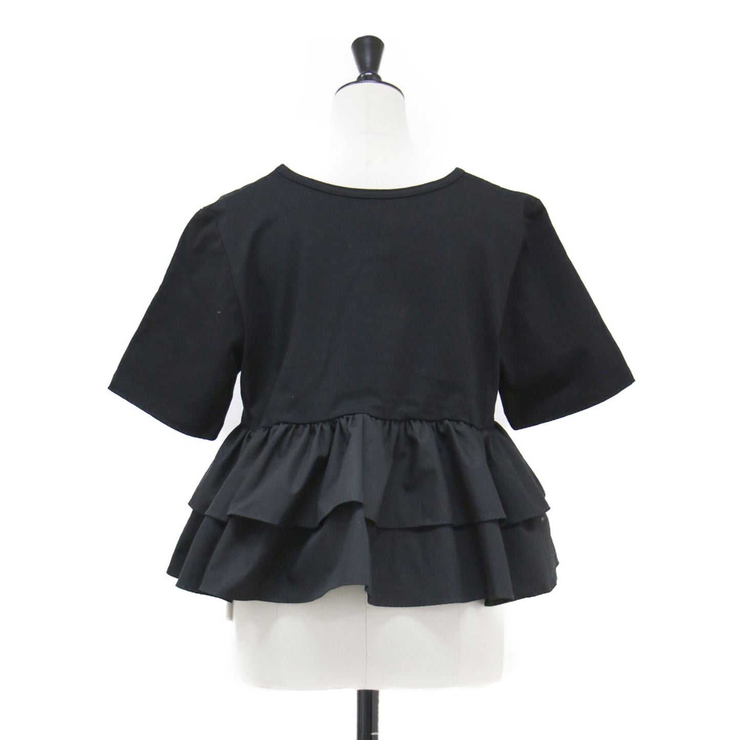 25春夏 ティアード キリカエ クルーネック Tシャツ / カットソー クルーネック ハーフスリーブ フリル コットン