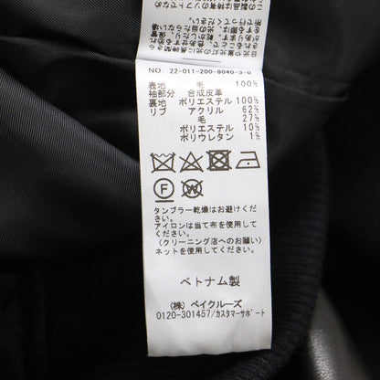 21秋冬 スタジアムジャンパー / ブルゾン ショート丈 長袖 コンビ ウール フェイクレザー