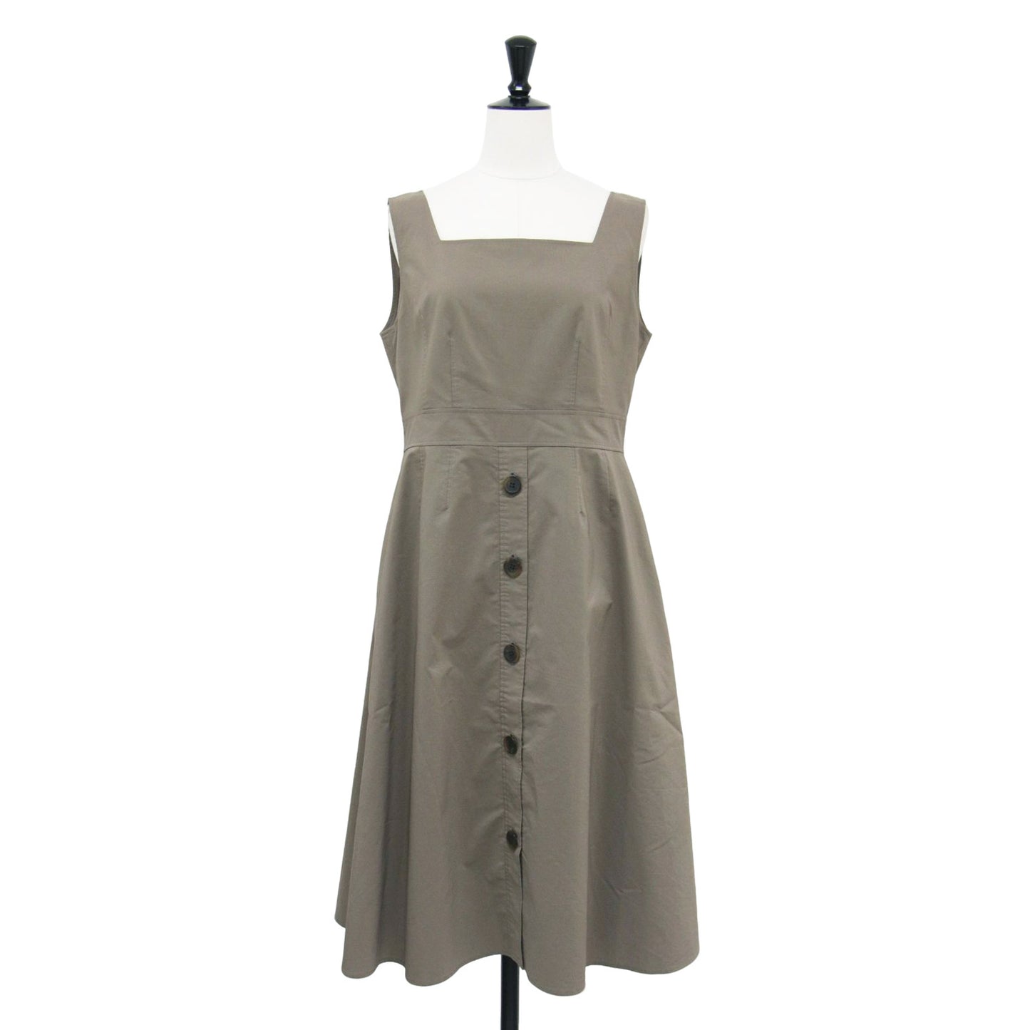 23秋冬 スクエアネック ノースリーブ ワンピース / DRESS LYRIQUE ドレス ミディ丈 フレア コットン