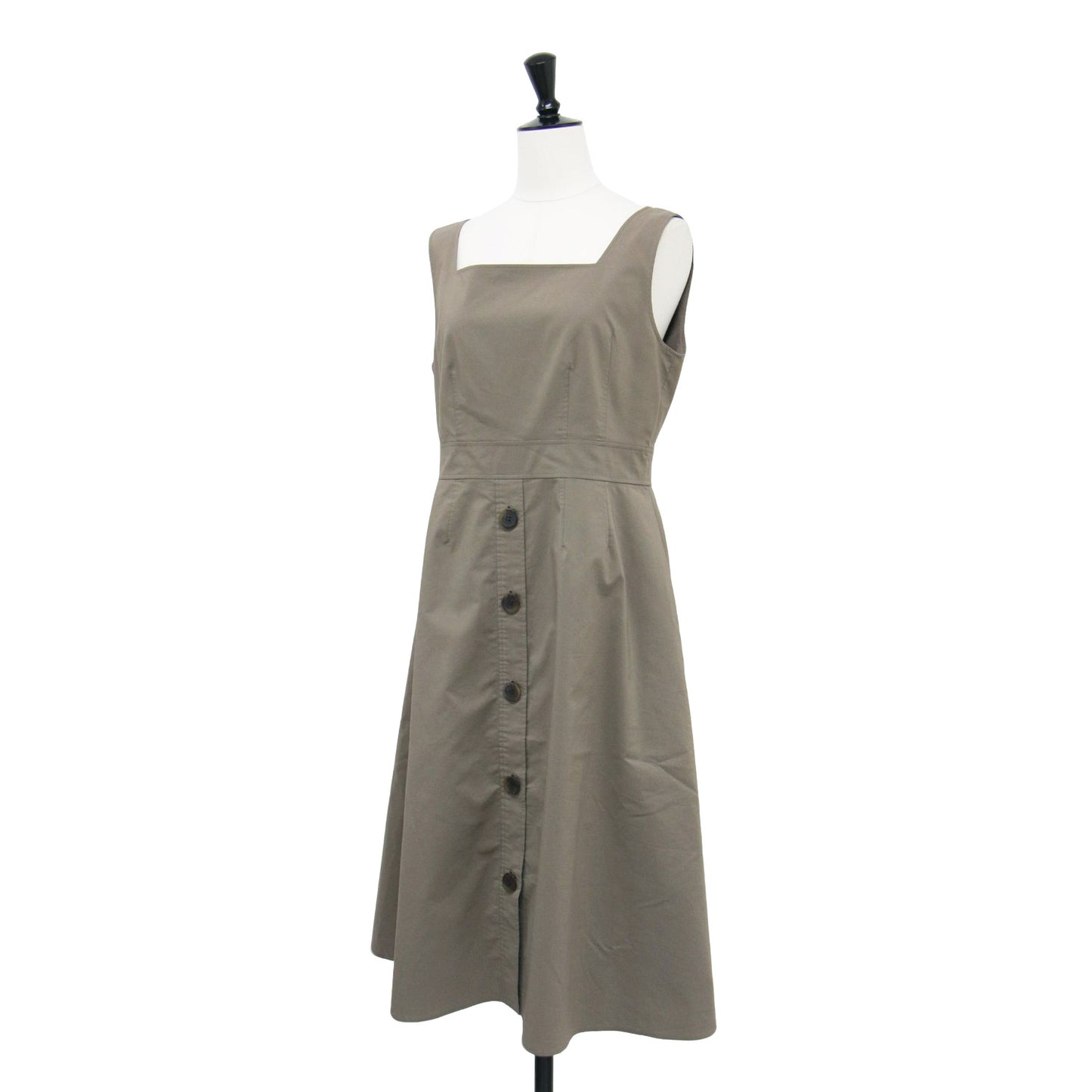 23秋冬 スクエアネック ノースリーブ ワンピース / DRESS LYRIQUE ドレス ミディ丈 フレア コットン