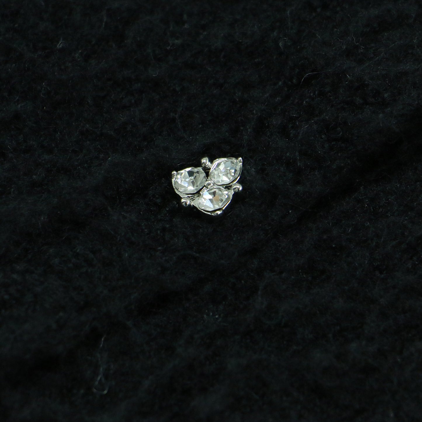 22秋冬 フリルカラー付き ビジュー カーディガン / ニット ショート丈 長袖 クルーネック ウール