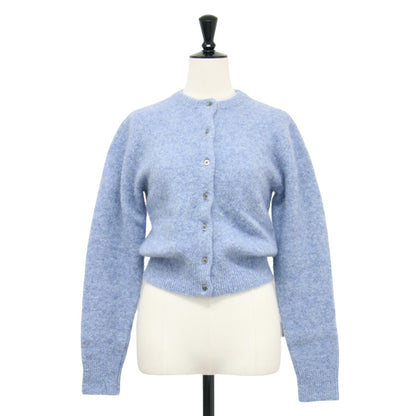 23秋冬 ウール ナイロン モヘヤ ショート カーディガン / ニット 長袖 クルーネック